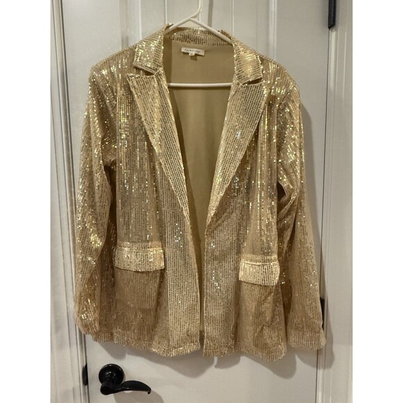 Carole Christian Jackets & Blazers - Carole Christian Gold sequin Blazer With Pockets  Medium 100% Polyester